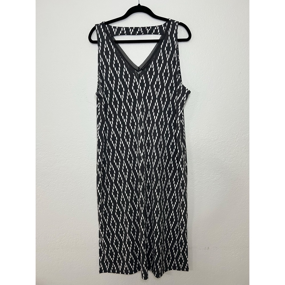 NWT Banana Republic Dress Womens Size XL Gray Diamond Midi Sleeveless Casual‎